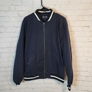 Men's Rye Navy Jacket with White Accents, Full Zip, Size LT
